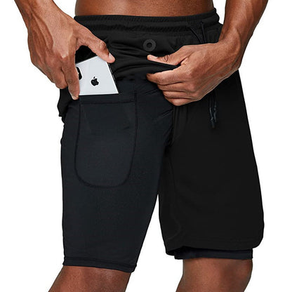 Double-layer anti-glare sports shorts