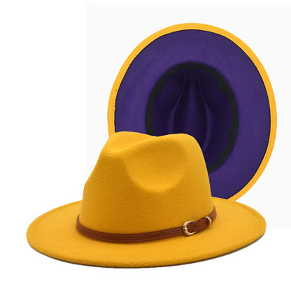 Men's Wool Double-sided Color Matching Jazz Hat