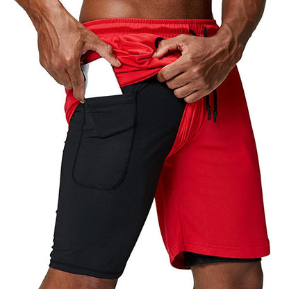 Double-layer anti-glare sports shorts