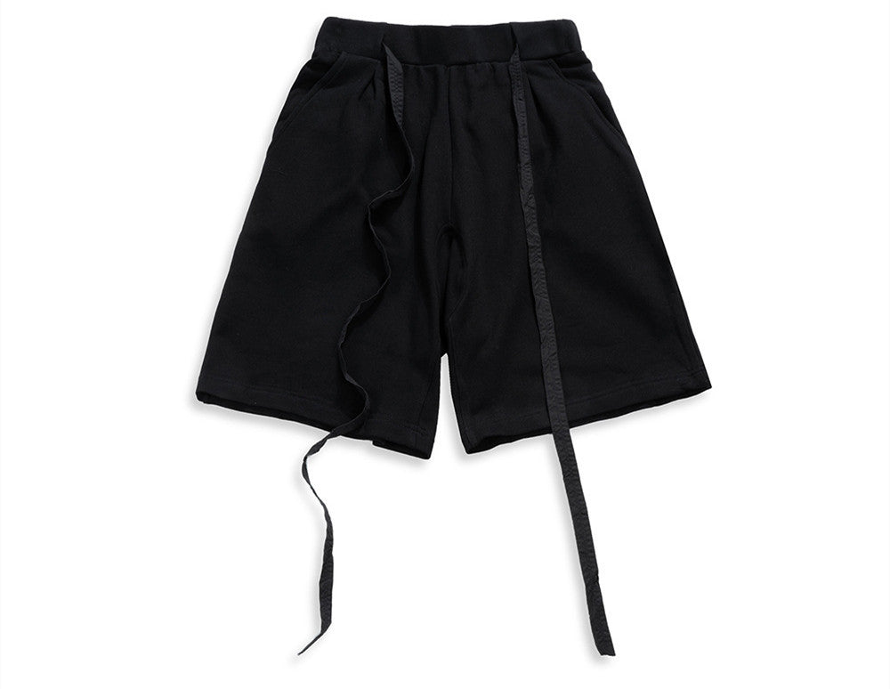 Streamer Solid Color Cotton Terry Casual Pants Men'S And Women'S Same Style Long Drawstring Shorts Streamer solid color cotton terry casual pants men's and women's same style long drawstring shorts