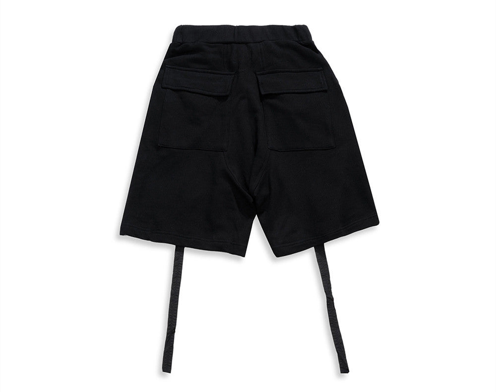 Streamer Solid Color Cotton Terry Casual Pants Men'S And Women'S Same Style Long Drawstring Shorts Streamer solid color cotton terry casual pants men's and women's same style long drawstring shorts