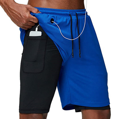 Double-layer anti-glare sports shorts