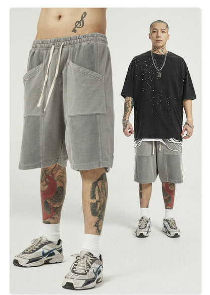 Distressed loose men's shorts