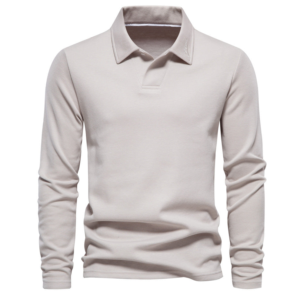 Fashion Lapel Long-sleeved Polo Shirt Men's Casual Solid Color Tops Clothing