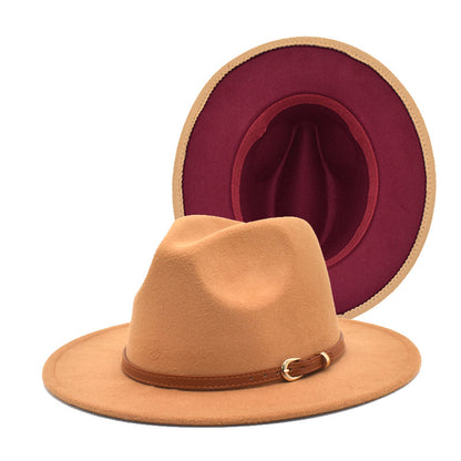 Men's Wool Double-sided Color Matching Jazz Hat