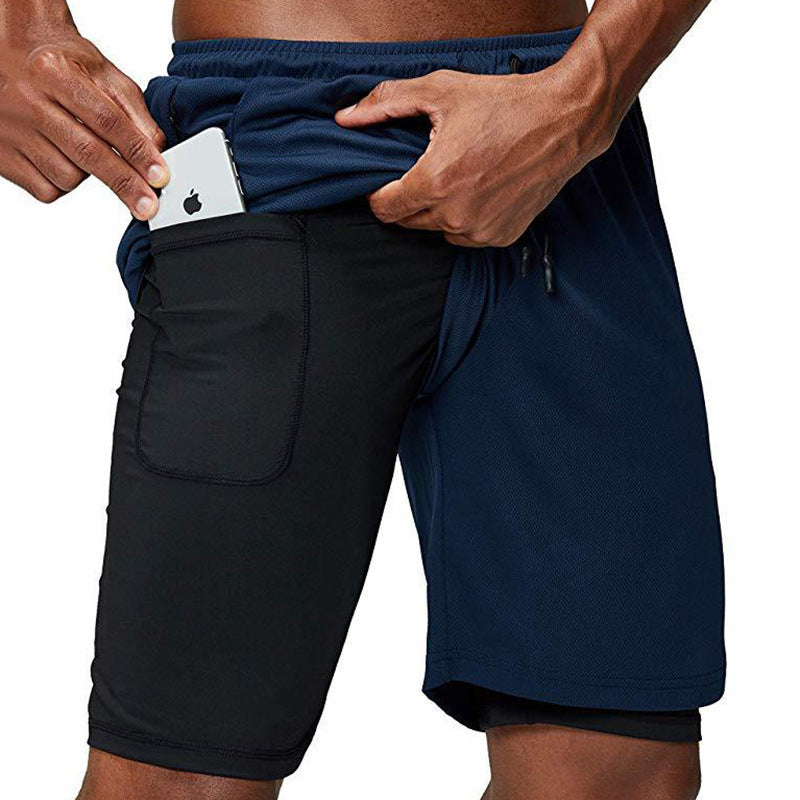 Double-layer anti-glare sports shorts