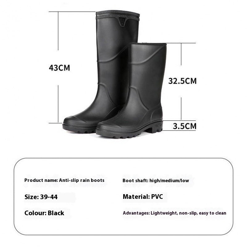 Mid-High Tube Rain Boots Men's Construction Site Protective Shoes Waterproof Non-slip