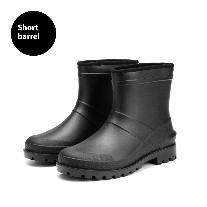 Mid-High Tube Rain Boots Men's Construction Site Protective Shoes Waterproof Non-slip