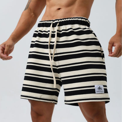 Men's Striped Shorts Sports Outdoor Casual Fitness Running Moisture Wicking Loose