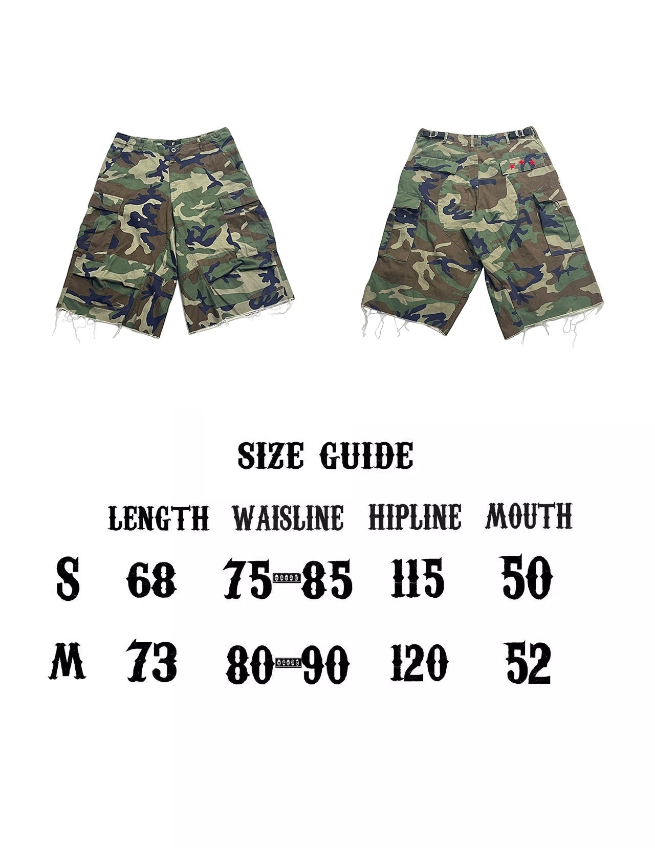 New Profile Cut Multi-piece Stitched Camouflage Cropped Pants