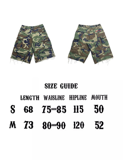 New Profile Cut Multi-piece Stitched Camouflage Cropped Pants