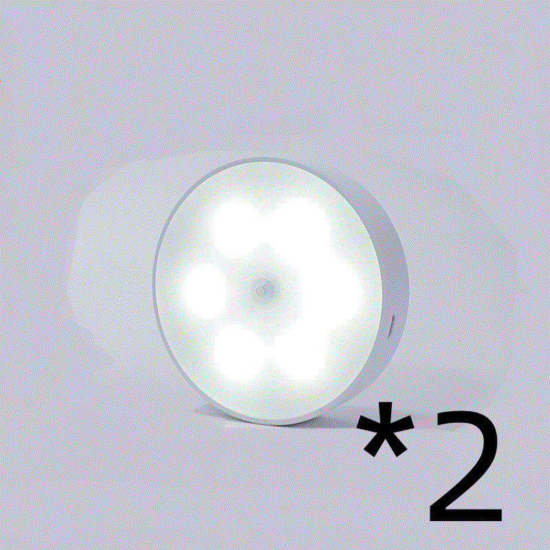 Usb Rechargeable Motion Sensor Light Round Wireless LED Puck Light Kichen Cabinet Lighting Motion Sensor Lamp Night Light