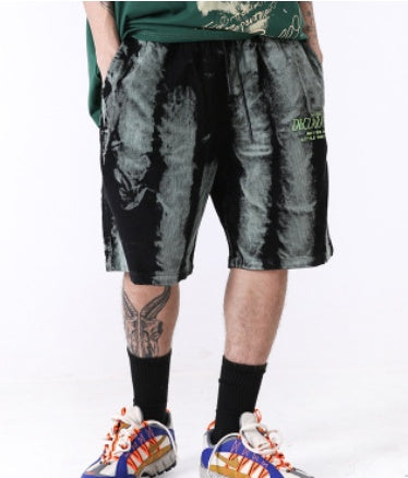 Embroidered shorts men's casual pants