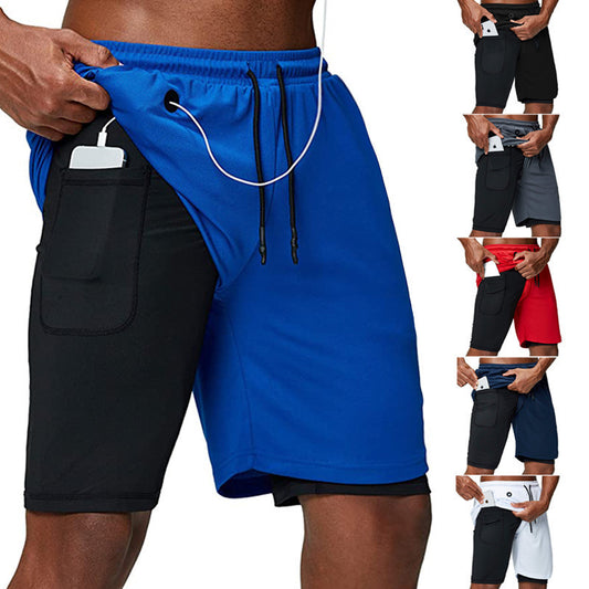 Double-layer anti-glare sports shorts