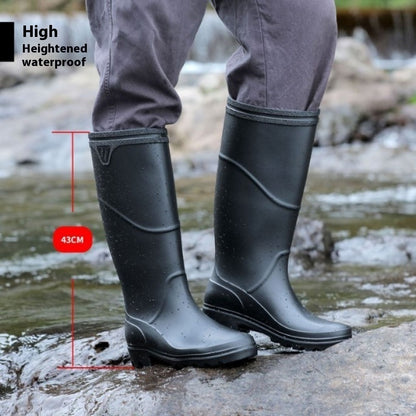 Mid-High Tube Rain Boots Men's Construction Site Protective Shoes Waterproof Non-slip