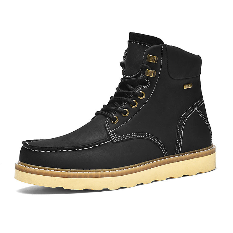 Men's British Casual Trend Fashion High-top Genuine Leather Workwear Boots