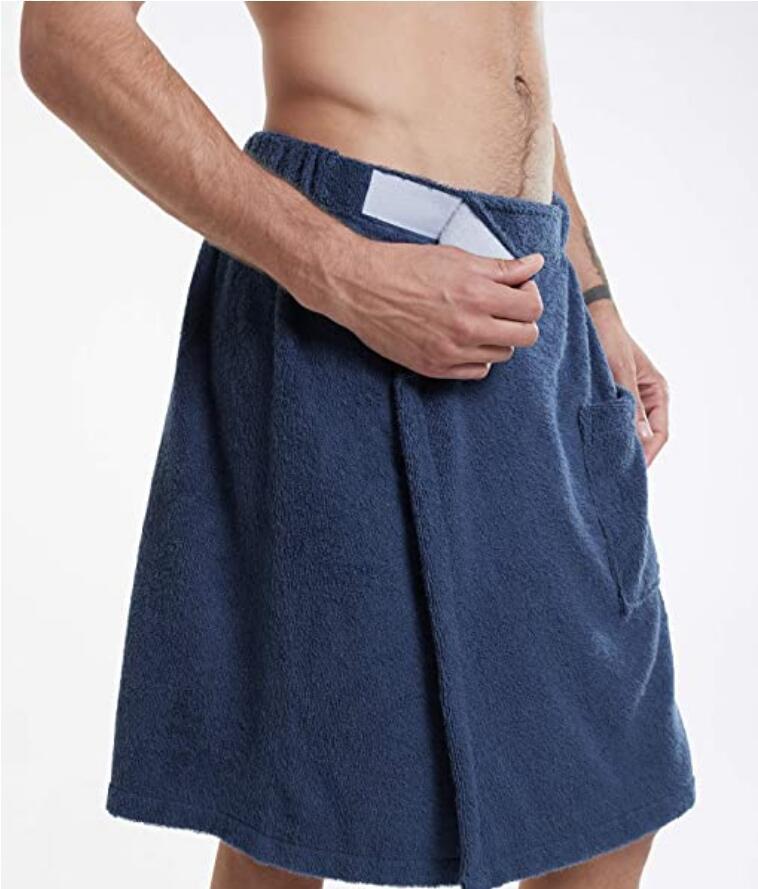 Velcro Bath Towel Men's With Pocket Bathrobe