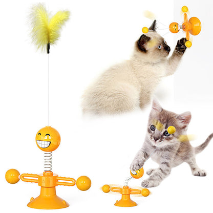 Cat Rotating Windmill Multi-Function Toys Itch Scratching Device Teeth Shining Toy