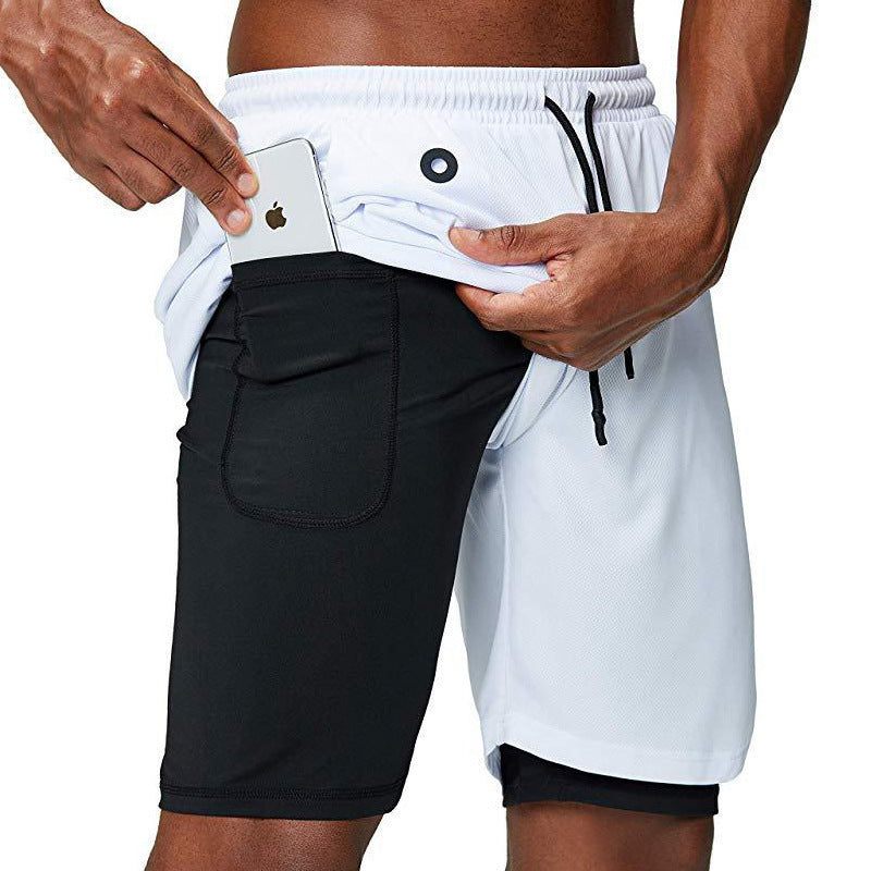 Double-layer anti-glare sports shorts