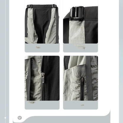 Metal Nylon Panel Samurai Drop Pants