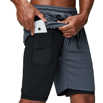 Double-layer anti-glare sports shorts