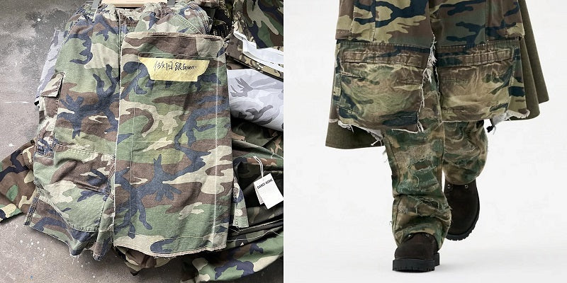 Deconstructing Old Loose Cropped Camouflage Pants Men