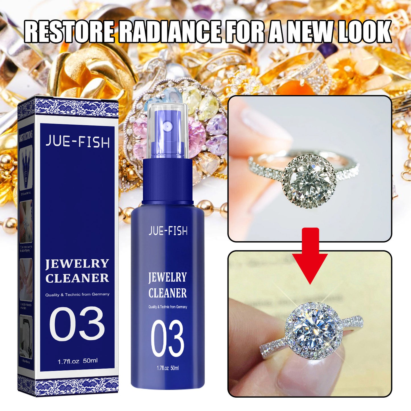 Fish Jewelry Cleaner Clean Diamond Ring Necklace Gold Cleaner Rust Removal Ash Removal Cleaner