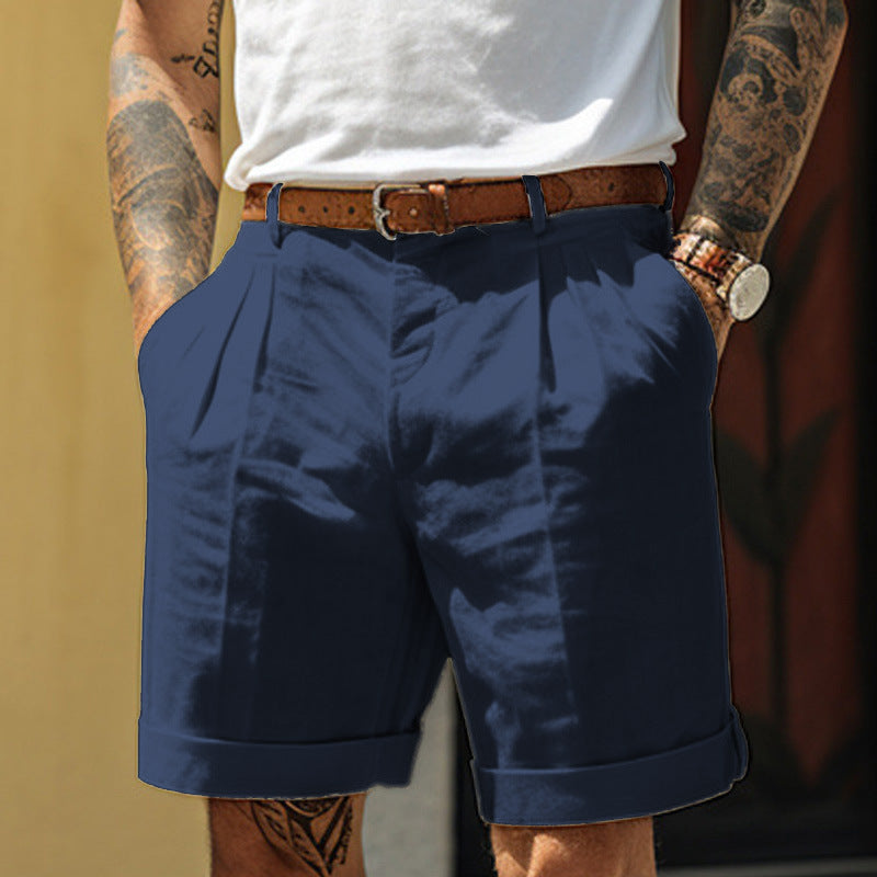 Men's Pleated Pocket Straight Leg Shorts