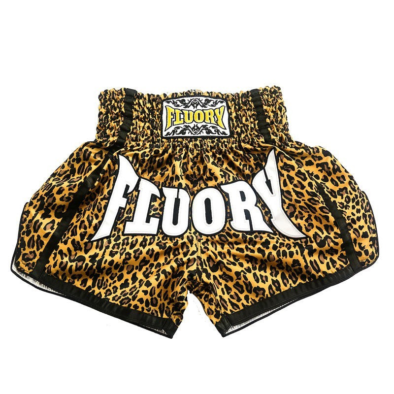 Leopard Print Muay Thai Shorts Men And Women Training Wear