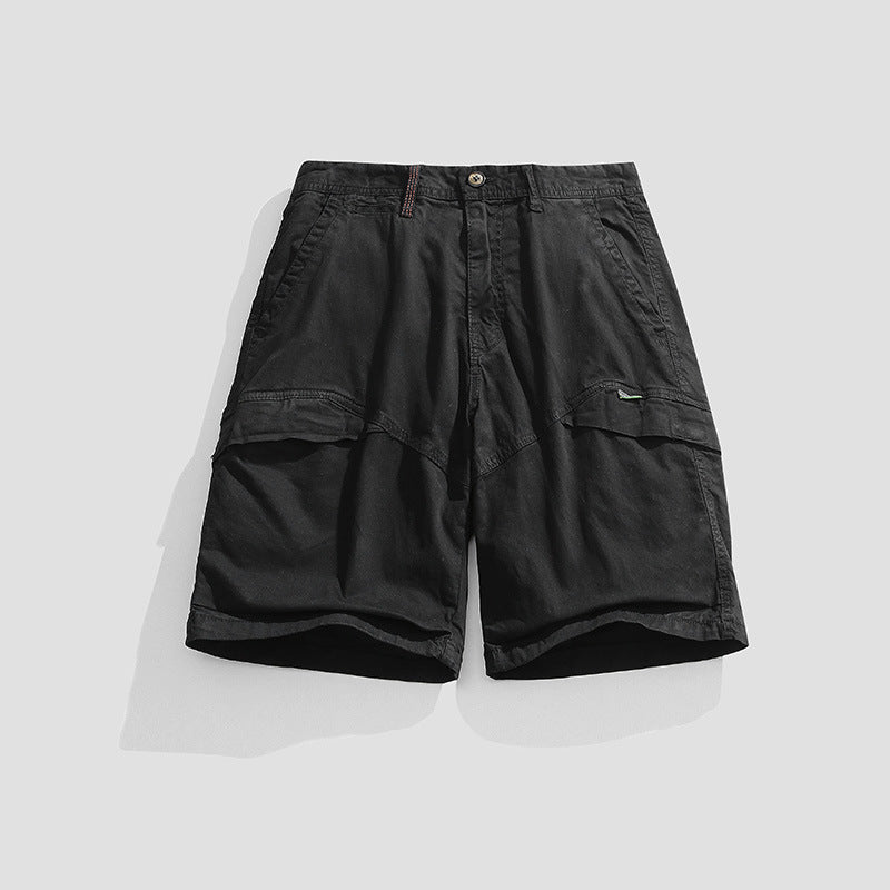 Multi-pocket Work Pants Shorts Men's Fashionable Loose Straight