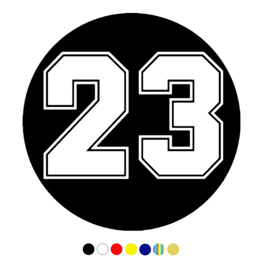 CS-10055# funny round racing number 23 vinyl car sticker waterproof car decal stickers on car bumper rear window