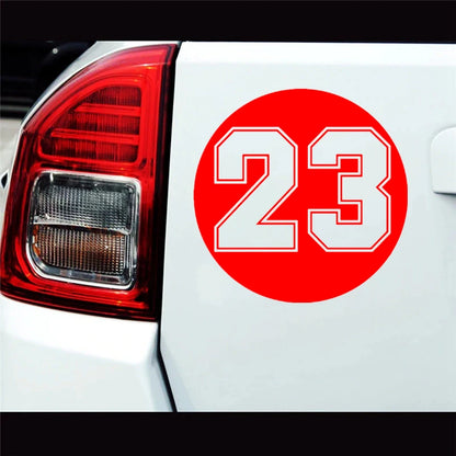 CS-10055# funny round racing number 23 vinyl car sticker waterproof car decal stickers on car bumper rear window