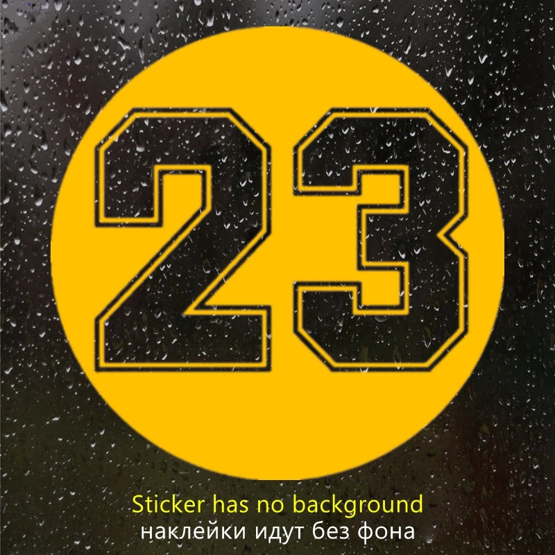 CS-10055# funny round racing number 23 vinyl car sticker waterproof car decal stickers on car bumper rear window