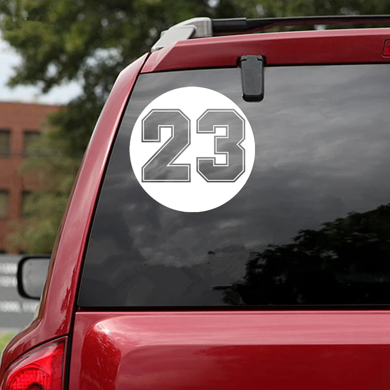 CS-10055# funny round racing number 23 vinyl car sticker waterproof car decal stickers on car bumper rear window