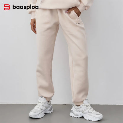 Baasploa New Women Long Pants Autumn Casual Pocket Drawstring Loose Trousers Female Fashion Solid Color Pocket Jogging Sweatpant