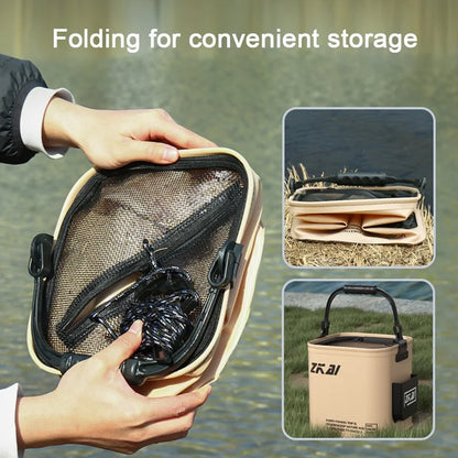 8L/13L With Cover Multifunctional Foldable Fish Bucket Wear-Resistant Hand Carry Bucket For Outdoor Sea Fishing Bag Tackle Bag