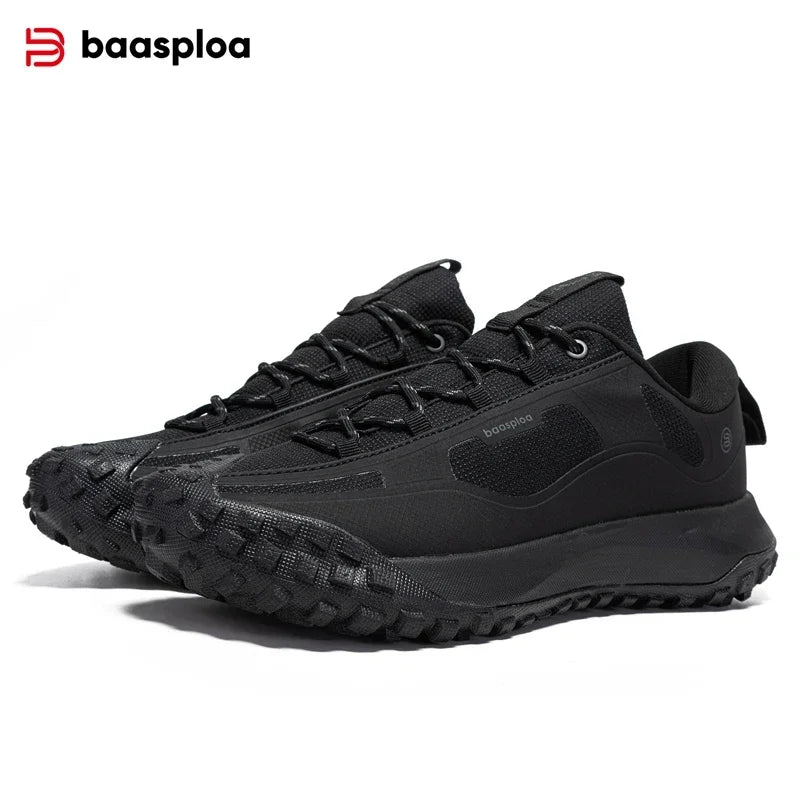 Baasploa Men Hiking Shoes Casual Lightweight Lace-Up Walking Shoes Male Outdoor Waterproof Camping Resistant Non Slip Sneakers