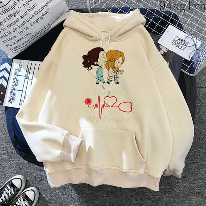 Greys Anatomy Hoodies Women Harajuku Ulzzang Sweatshirts Kawaii You Are My Person Print Streetwear Pullover Y2k Tops Female