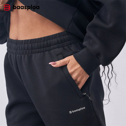 Baasploa New Women Long Pants Autumn Casual Pocket Drawstring Loose Trousers Female Fashion Solid Color Pocket Jogging Sweatpant