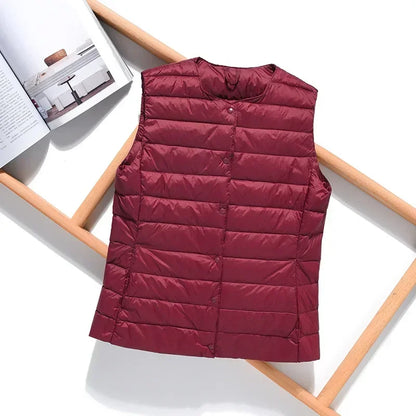 2024 New Spring Autumn Fashionable Outerwear Inner Cloth Vests Light Down Women Waistcoat Portable Warm Sleeveless Liner Casual