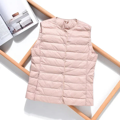 2024 New Spring Autumn Fashionable Outerwear Inner Cloth Vests Light Down Women Waistcoat Portable Warm Sleeveless Liner Casual