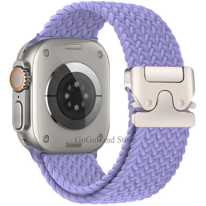 Nylon Solo Loop Strap for Apple Watch Band Ultra 2 49mm 46mm 42mm 45mm 44mm Woven Bracelet for Iwatch Series 10 9 8 7 6 5 SE 4 3