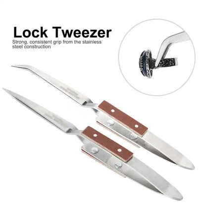 Jewelry Soldering Tweezers Straight Curved Tip Selflock Welding Tweezer Cross Locking Jewelry Making Tool Equipment for Jewelers