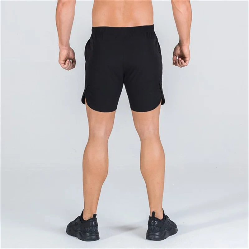 double-deck fitness sports shorts men summer slim quick drying breathable woven Shorts Men's sweatpants training gym clothing