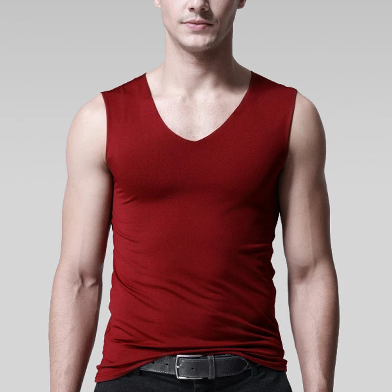 Silk Tank Tops Seamless Mens Vest Sleeveless Sport Bodysuit Vest For Men Clothing Plain Casual Summer Tank Undershirts Cool Gym