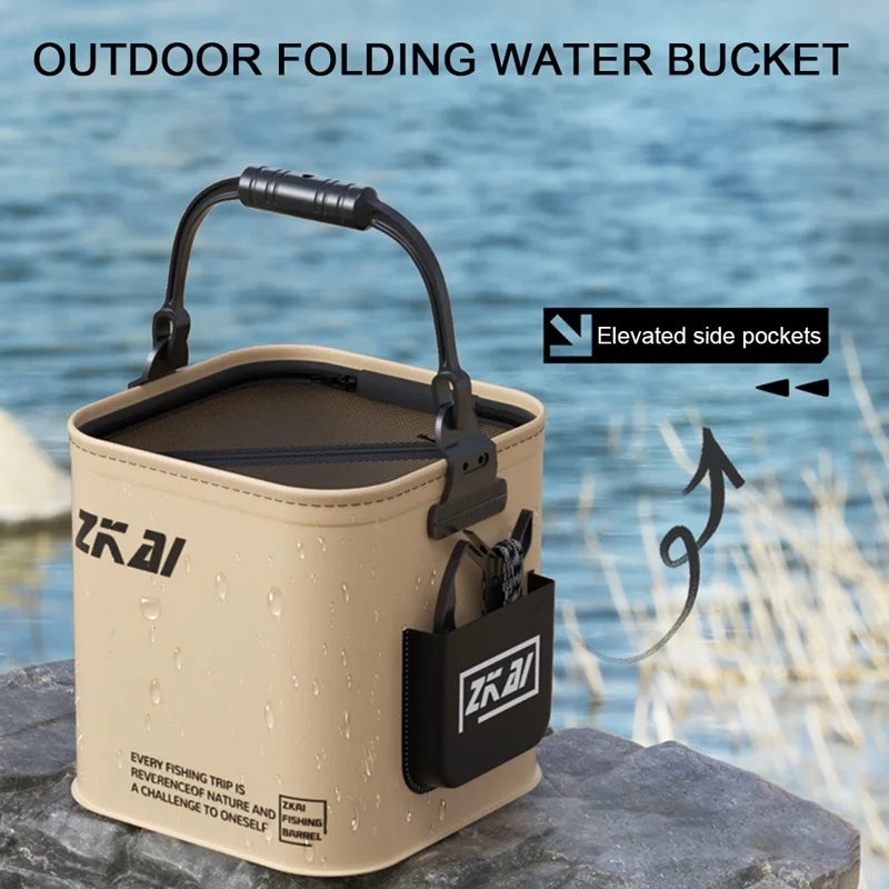 8L/13L With Cover Multifunctional Foldable Fish Bucket Wear-Resistant Hand Carry Bucket For Outdoor Sea Fishing Bag Tackle Bag