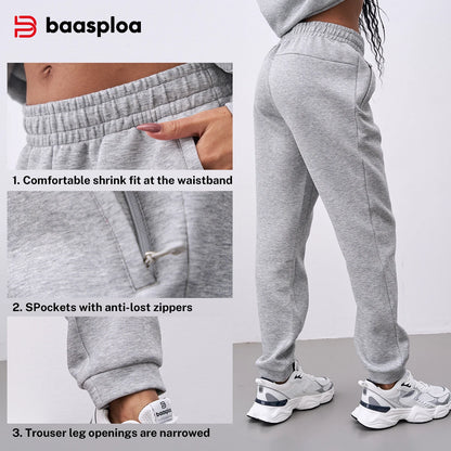 Baasploa New Women Long Pants Autumn Casual Pocket Drawstring Loose Trousers Female Fashion Solid Color Pocket Jogging Sweatpant