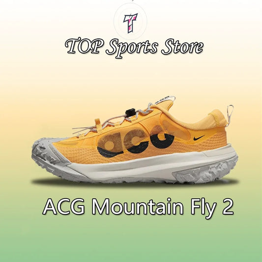 Nike ACG Mountain Fly 2 LOW GORE-TEX Men's and Women's Sneakers Waterproof Breathable Trail Shoes Yellow and White