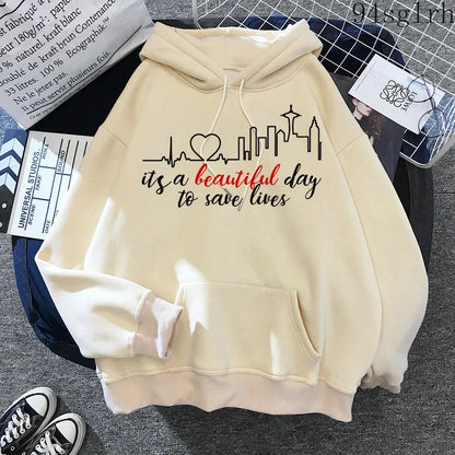 Greys Anatomy Hoodies Women Harajuku Ulzzang Sweatshirts Kawaii You Are My Person Print Streetwear Pullover Y2k Tops Female