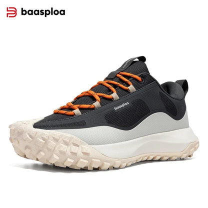 Baasploa Men Hiking Shoes Casual Lightweight Lace-Up Walking Shoes Male Outdoor Waterproof Camping Resistant Non Slip Sneakers